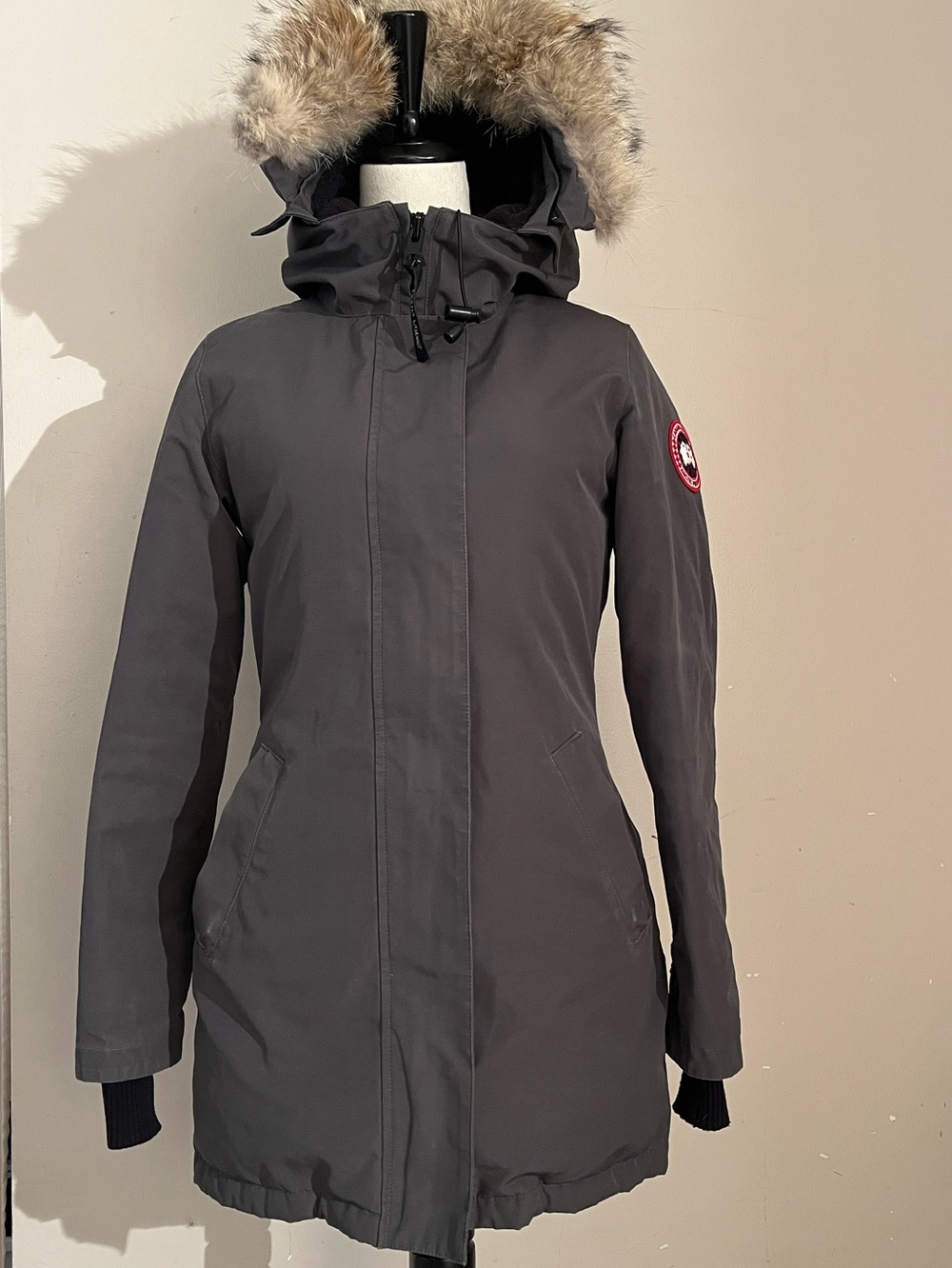 Canada Goose Charcoal Gray Women's Parka with Fur-Trim Hood